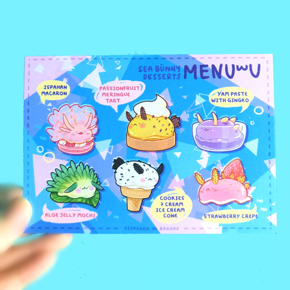 Sea Bunny Desserts | Menu Postcard Prints