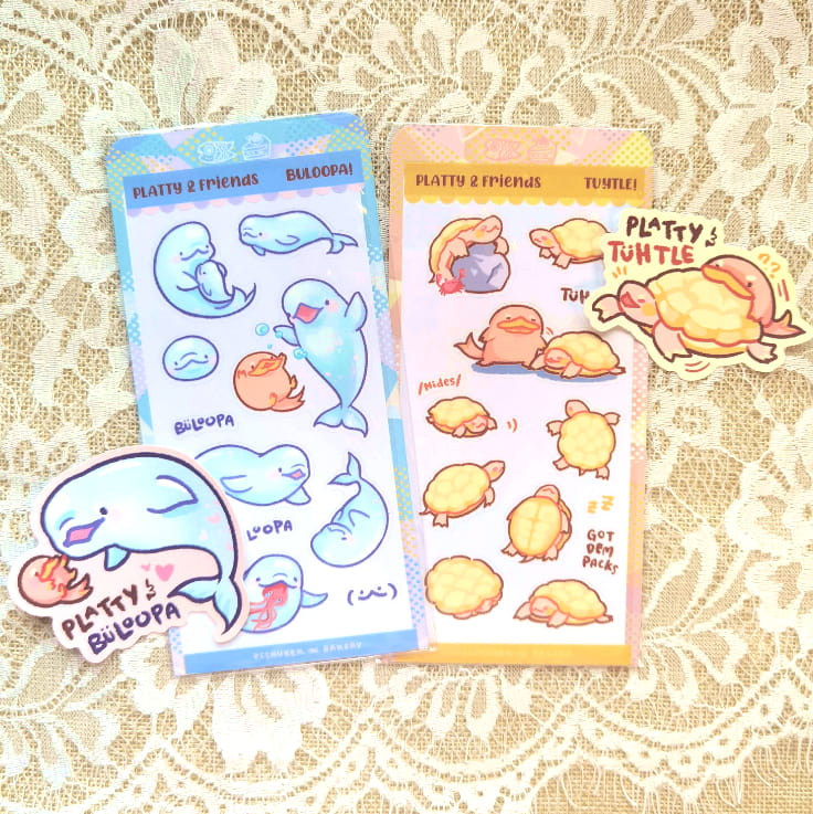 Platty Bleppi Frog Duck Otter Turtle Beluga Clear Stickers