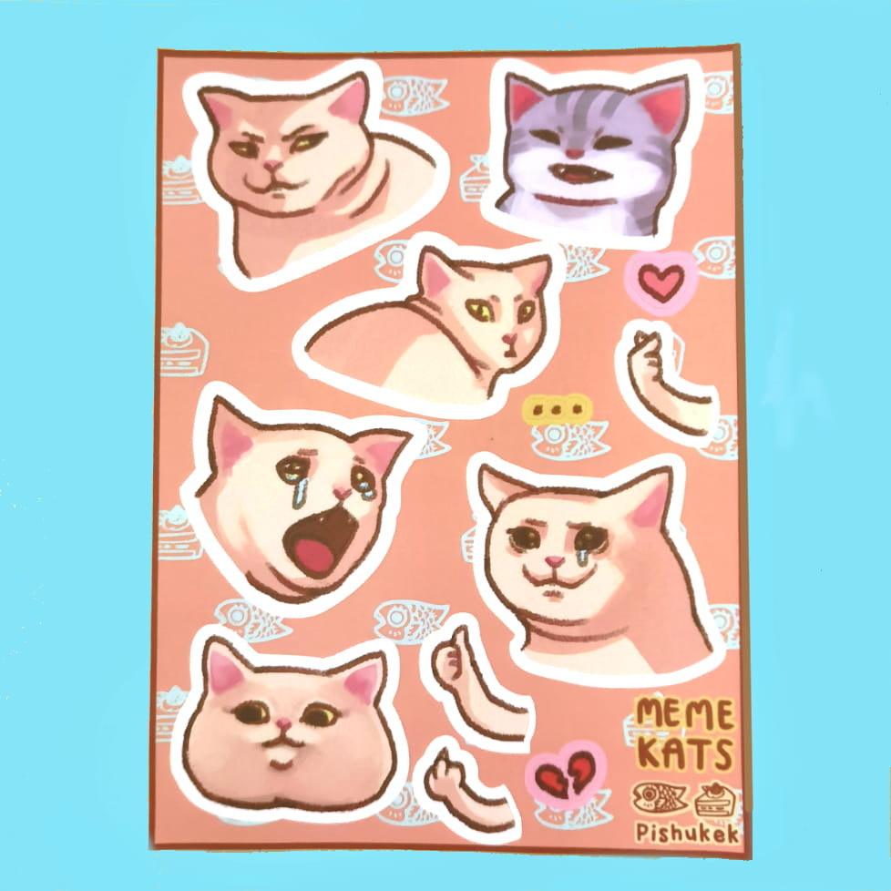 Meme Cats Sticker Sheets