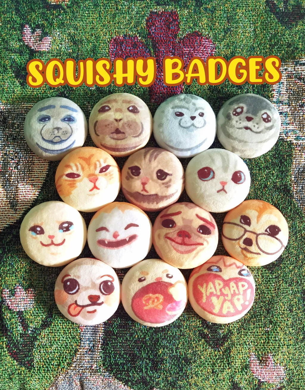 Animal Meme Squishy Badges