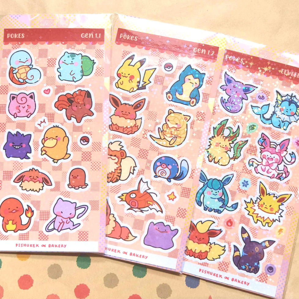 Gen 1 Pokes & Eeveelution Stickers